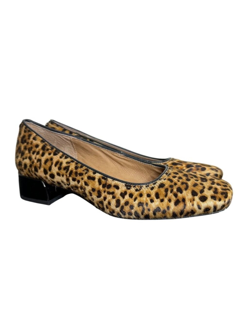 Donald Pliner "Dreww" Calf-Hair Leopard Print 1" Block Heel, Size 8